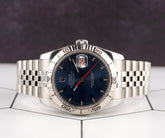 Rolex 36mm Datejust Turn-O-Graph Steel White Gold Blue Dial Men's Watch 116264